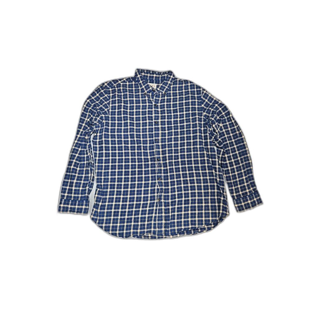 Grove & Hollow Men's XXL Blue Gold Plaid Flannel Long Sleeve Shirt